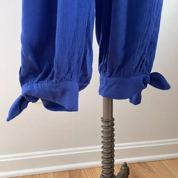 Lulus Lolinda Halter Convertible Jumpsuit Size Medium Blue Gauze - Picture 7 of 13